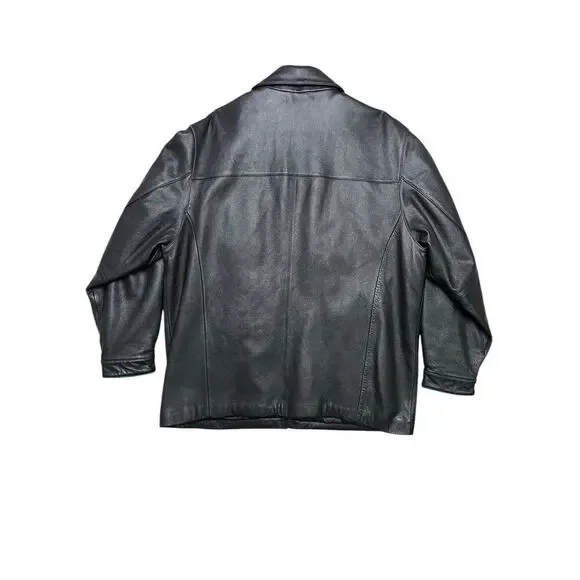 Vintage St. John’s Bay Men’s Genuine Black‎ Leather Motorcycle Jacket - XL